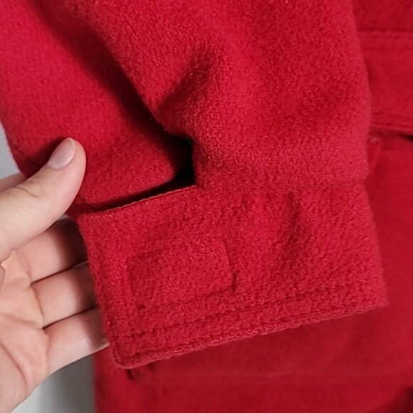 Vintage Woolrich Women Wool Chore Coat Size S Red Plaid Hooded Barn Zip Button - Picture 7 of 16